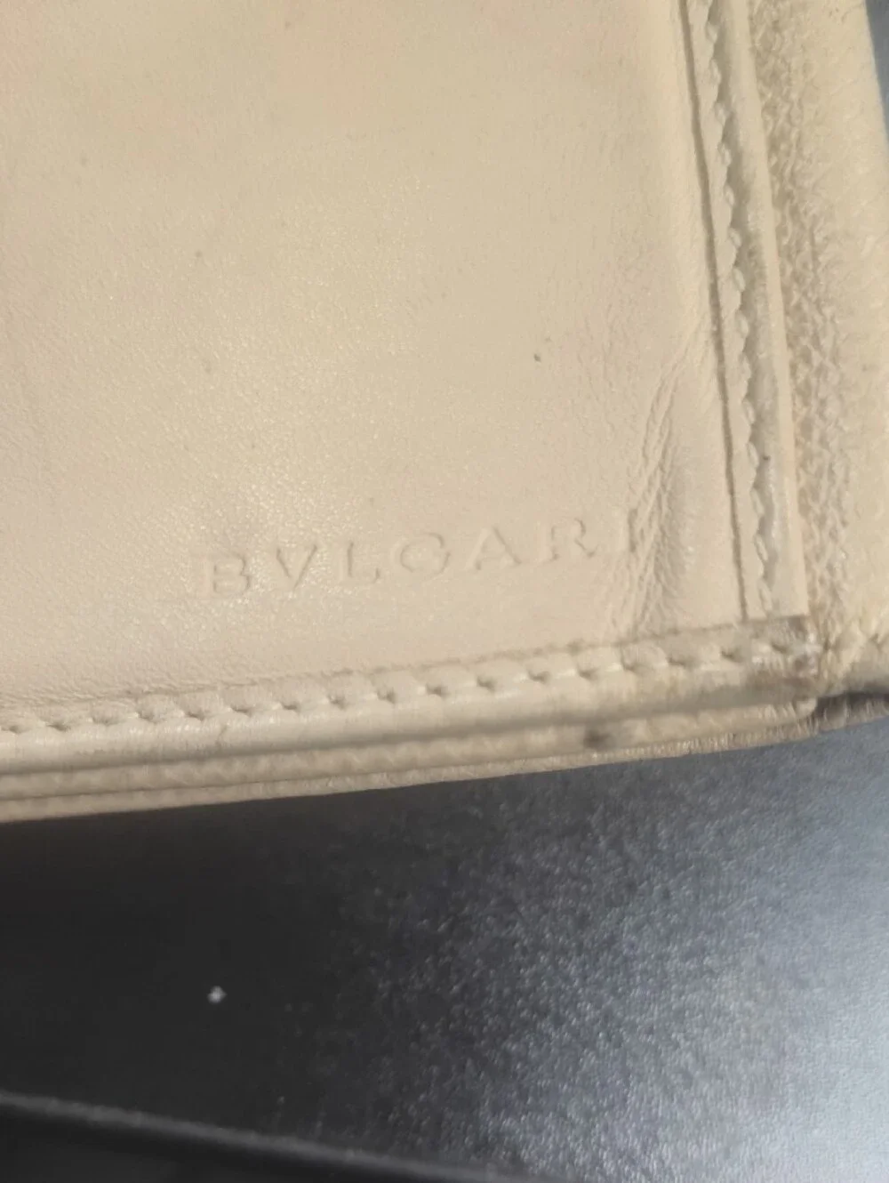 Bulgari Bvlgari Light Beige Creameather Continental Wallet with Silver Logo Ring
